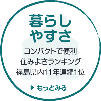 暮らしやすさ　コンパクトで便利　住みよさランキング　福島県内11年連続1位